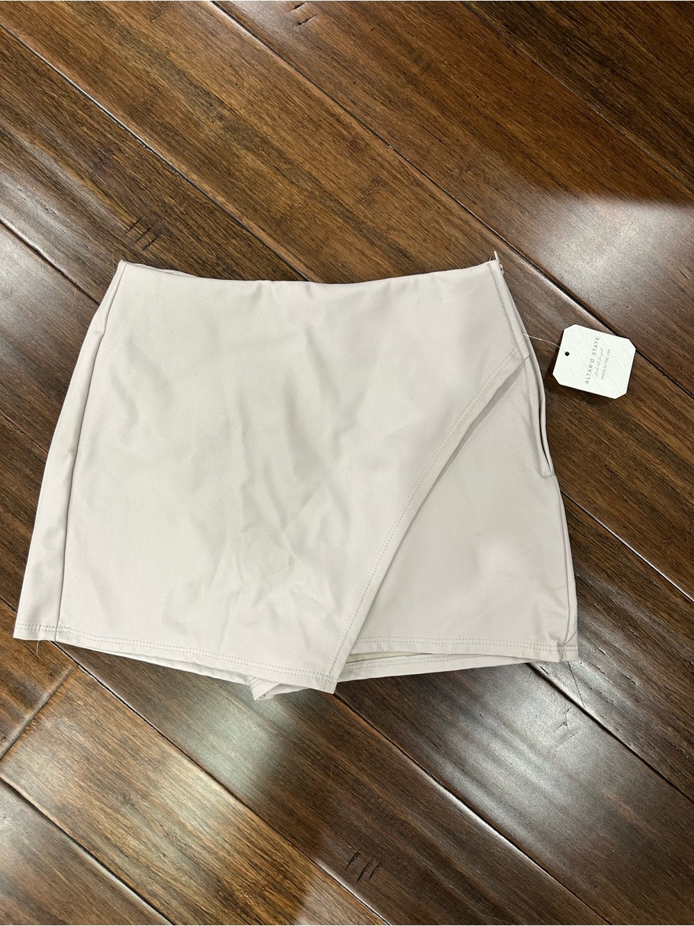 NWT Altar’d State Faux Leather Wrap Skort Cream XS